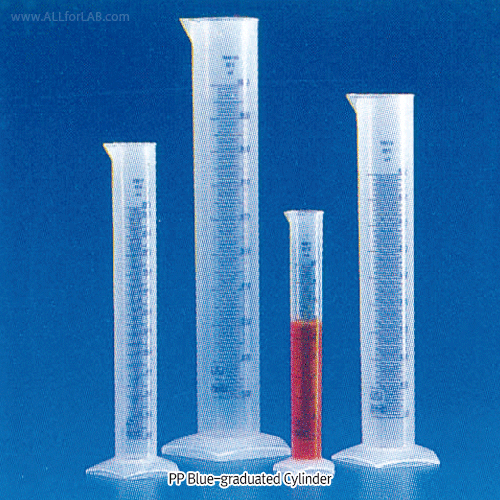 Kartell® PP Graduated Cylinder, Class B, Pentagon-base, Autoclavable, 10~2,000㎖ With Mould- & Blue Print-Graduation, ISO/DIN, -10℃+125/140℃, PP 메스실린더, B-급