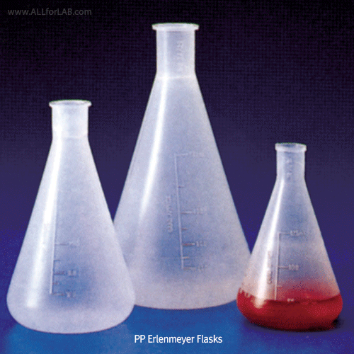 Kartell® PP Erlenmeyer Flask, with Mould Graduation & Joint Narrow-neck, 50~2,000㎖ Suitable for Foodstuff, DIN/ISO, PP 조인트 삼각 플라스크