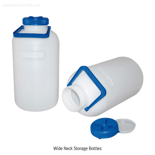 Kartell® 5 & 10Lit HDPE Wide-neck Storage Bottle, with Heavy Wall & Handle Can be used for Ball-mil Pot, -50℃+105/120℃, HDPE 광구, 스토리지 바틀