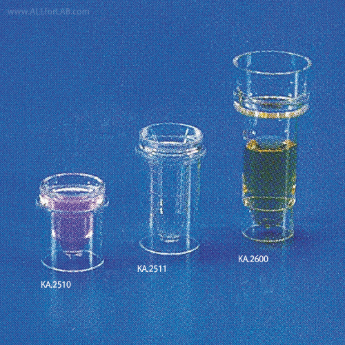 Kartell® Blood Sample Cup & Vial for Auto Blood MeasurementsDisposable, Made of Crystal Clear Polystyrene(PS) , 혈액 분석 장비용 샘플 바이알 & 컵