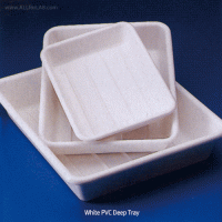 Kartell® PVC Deep Tray, with Ribbed Base, White, Wide-Range, 1.3~40.5 Lit Ideal for Photographic Purposes, Stackable, -20℃+80℃, PVC 백색 트레이