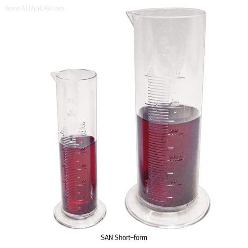 PP & SAN Short-form Cylinder Raised Mold Scale, Round-base, B-class, 10~2,000㎖ PP & SAN 단형 메스실린더, B급