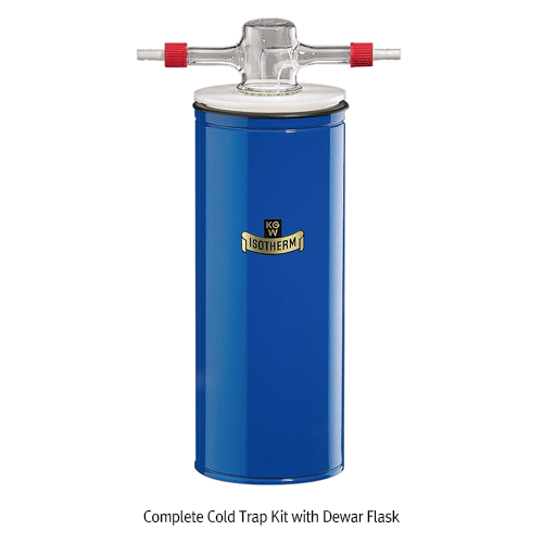KGW® Complete Cold Trap Kit with Dewar Flask, Glass Cold Trap and Plastic Ring for Fixing of the Cold Trap For LN2 in Vacuum application, GL18 Screw Connect-type, 동결트랩세트, 드와 플라스크 포함