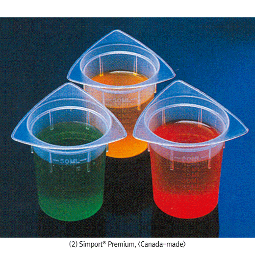 PP Tricorn Beaker, with 3-Dripless Spout, 50~1,000㎖Light Weight, Translucent, Autoclavable, 125/140℃ Stable, 트리콘 비커