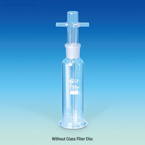 Gas Washing Bottle, with or without Glass Filter Disc, 250~500㎖With 29/32 Joint, Borosilicate glassα3.3, 29/32 조인트 가스 세척병