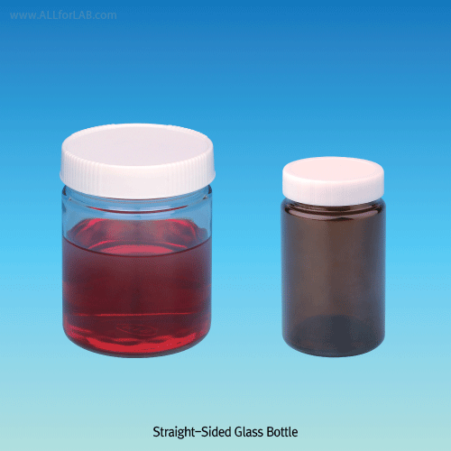 Straight-Sided Glass Bottle, Graduated, 100~1,000㎖With PP Screwcap & PE-Liner, Soda-lime Glass, , 大광구병, 스트레이트사이드자