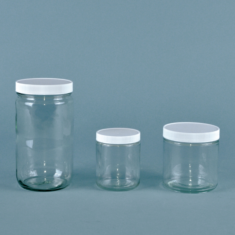 Clear Short Straight Side Round Bottle / Jar 단형 대 광구병, with F217 Foam Lined