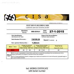 CISA® Φ203×h50mm Premium Certified All Stainless-steel Standard Test Sieve, with WORKS CERTIFICATE & Wire Mesh-holes(■) With Serial-number, Multi-Use/-Function, ASTM/ISO Standard Best Seller!, 정밀 표준망체, 개별“ 보증서” 포함