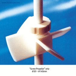 All PTFE Adjustable Exchangeable Rotor, Screw Propeller- & Turbine-type For Shaft Φ8~16mm, -200℃+280℃, PTFE 교체형/조절식 교반 임펠러