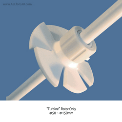 All PTFE Adjustable Exchangeable Rotor, Screw Propeller- & Turbine-type For Shaft Φ8~16mm, -200℃+280℃, PTFE 교체형/조절식 교반 임펠러
