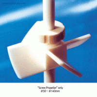 All PTFE Adjustable Exchangeable Rotor, Screw Propeller- & Turbine-type For Shaft Φ8~16mm, -200℃+280℃, PTFE 교체형/조절식 교반 임펠러