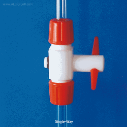 Cowie® PTFE Stopcock, Single- & 3-way, Bore-Φ2~4mmWith Boro-glass α3.3 arms, [ UK-made ] , 1- & 3- 웨이 PTFE 콕