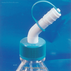 Cowie® Bottle Pourers of PTFE/Viton, for GL32·38·45 Screw Neck Bottles With Pourers Tip Closure and PTFE Air Filling Tubing, -200℃+280℃, PTFE 바틀 푸어러