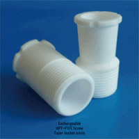 Cowie® Accessory NPT-PTFE Screw Standard Taper Socket Joint for PTFE Reactor Lids Suitable for “ASTM & DIN” Cone Jointware, PTFE 반응조 뚜껑용 NPT스크류 표준 소켓 조인트