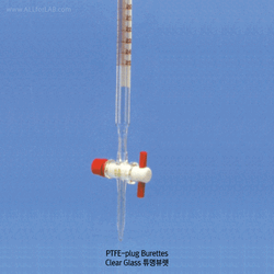 “witeg” PTFE-plug Burette, Class B, with Fine Graduation, DIN/ISO, 5~100㎖ Made of DURAN® Borosilicate Glass 3.3, Delivery time 35~45sec., 테프론콕 뷰렛