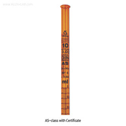 “witeg” AS-Class PTFE Plug Burette, with Conformity Certified, Blue Fine-graduation With -PTFE-plug, with Batch certificate Serial No. for Traceability, AS급 PTFE Plug 뷰렛