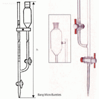 “witeg” Bang Micro Burette, with Integral Side Reservoir, DIN/ISO, Class B, 1~10㎖ With Schellbach Blue Graduation and 2×PTFE Stopcocks, PTFE 콕 마이크로뷰렛