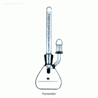 “witeg” Premium Specific Gravity Bottle/Pycnometer, Gaylussae-type, 5~100㎖ With Thermometer Joint 10/19 and Side Tube with 7/16 Joint Cap, Boro Glass, ASTM/DIN, 비중병/피크노메타