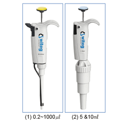 “witeg” WITOPET premium Precision Micro- & Macro-pipettor, Easy Calibration, 0.2~1000㎕, 5 & 10㎖ GILSON®- Model with Color-coded Button, Fit to Gilson Type & Universal-type Tips, Autoclavable, 프리미엄 정밀형 피펫터