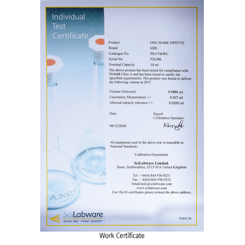 PYREX® Hi-grade AS-class PTFE Plug Burets, with or without WORKS CERTIFICATED, 10~50㎖Made of Boro-glassα3.3, with White Enamel Graduation, AS급 PTFE Plug 뷰렛