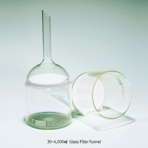 Pyrex® Premium 30~4,000㎖ Glass Filter Funnel, “Buchner”, Boro-glass 3.3 DIN/ISO with Sintered Glass Disc Φ30~175mm, [ UK-Made ] 유리필터 부후너 깔때기