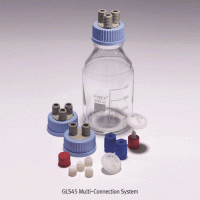 PYREX® GL45 Multi-connection Screwcap, Connection System, For All GL45 BottleWith 2 or 3 Ports, Accommodated 4 Tube Diameters (OD : 1.6, 3.0, 3.2 and 6.0mm), GL45용 4멀티 컨넥터 스크류캡