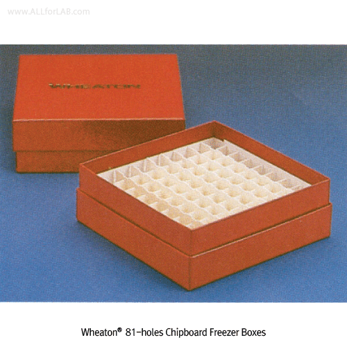Wheaton® 81-hole Chipboard Freezer Box, with PE Coated, 판지 냉동 보관 박스, 81 홀