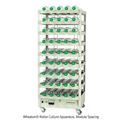 Wheaton® Roller Culture Apparatus, Modula Spacing, 1~9 Decks for 5~45 Bottles, Removable Decks With Bottom Mounted Standard Digital Control System, Belt Driven & Brushless DC Motor, 모듈라 회전배양기