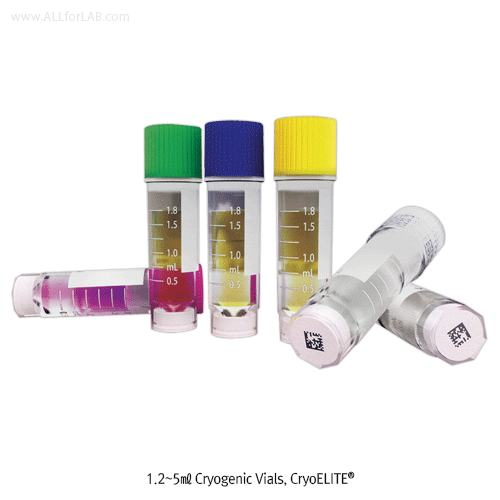 Wheaton® CryoELITE® Cryogenic Vials, Freestanding, External / Internal Thread, Ridged-/ Unique 2° Angle Plug Seal-Cap CryoELITE® 멸균 냉동 Vial, Freestanding, External / Internal Thread, Ridged-/ Unique 2° Angle Plug Seal-Cap, Loctagon Skirt, Optional 2D