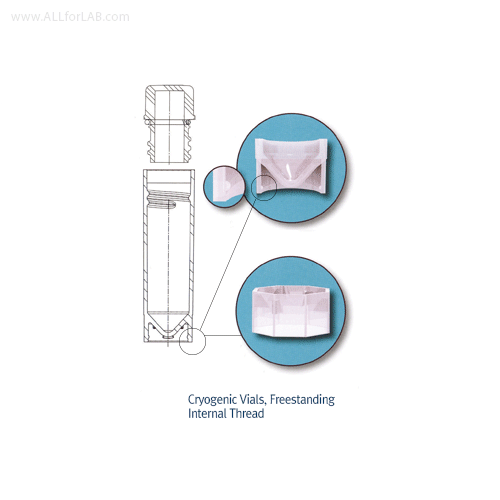 Wheaton® CryoELITE® Cryogenic Vials, Freestanding, External / Internal Thread, Ridged-/ Unique 2° Angle Plug Seal-Cap CryoELITE® 멸균 냉동 Vial, Freestanding, External / Internal Thread, Ridged-/ Unique 2° Angle Plug Seal-Cap, Loctagon Skirt, Optional 2D