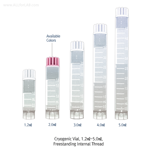 Wheaton® CryoELITE® Cryogenic Vials, Freestanding, External / Internal Thread, Ridged-/ Unique 2° Angle Plug Seal-Cap CryoELITE® 멸균 냉동 Vial, Freestanding, External / Internal Thread, Ridged-/ Unique 2° Angle Plug Seal-Cap, Loctagon Skirt, Optional 2D