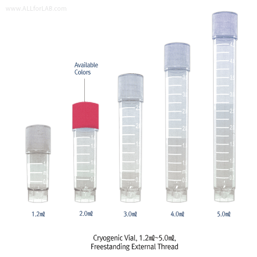 Wheaton® CryoELITE® Cryogenic Vials, Freestanding, External / Internal Thread, Ridged-/ Unique 2° Angle Plug Seal-Cap CryoELITE® 멸균 냉동 Vial, Freestanding, External / Internal Thread, Ridged-/ Unique 2° Angle Plug Seal-Cap, Loctagon Skirt, Optional 2D