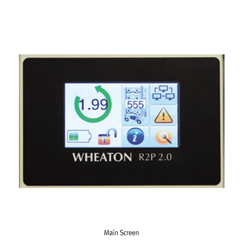 Wheaton® R2PTM 2.0 Roller Culture Apparatus, R2P 2.0 Control System, 1~11 Decks for 5~55 Bottles With Top or Bottom Mounted Controller, 0.25~8.1/±0.01 rpm, Fixed/Removable Decks With Advanced Color Touch Screen Interface, Belt Driven & Brushless DC M