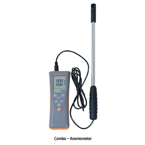 DAIHAN® Combo-Anemometer of Flow·Temp·RH%·Dew-point “ANE”, PC-interface, Datalogging 0.5m/s, -20℃+60℃, 0.1~99.9% RH, -20℃+59.9℃ D-point, & Wet Bulb, with 18mm Vane Probe & Cable, 정밀 아네모메타