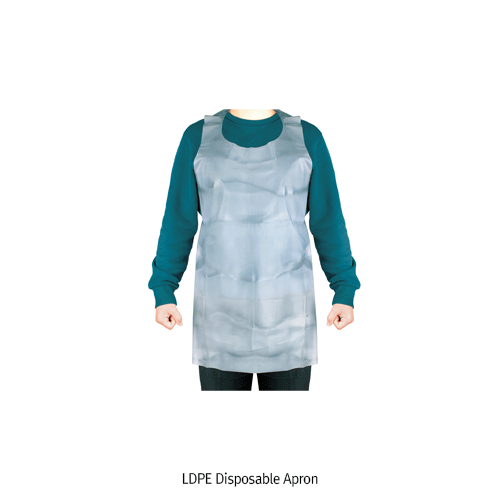 Disposable Apron, LDPE, Good for Fluidproof of Chemical & Water, -50℃+80/90℃ stable, L95cm Ideal for Home, Food, Industry and Laboratory, Harmless, Non-toxic, 일회용 다용도 비닐앞치마