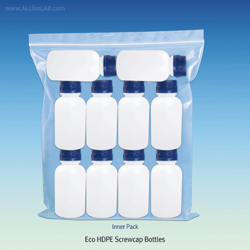 HDPE General Purpose Screwcap Bottle, 20~5,000㎖, With Insert Plug Cap for Tight SealingNarrow- · Wide- · Large-neck Types, -50℃~+105/120℃, Non-Autoclavable, PE 바틀