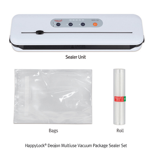 HappyLock® Deojon Multiuse Vacuum Package Sealer Set, Semi-Vacuum Function Up to 300mm Sealing, with Bags & Roll, 다용도 진공포장기 세트, 진공과 밀봉, 반진공 기능