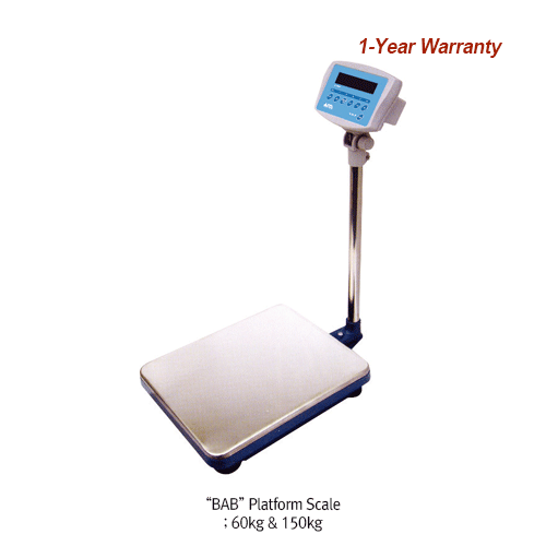 DAIHAN® [d] 5 & 10g, max.60 & 150kg High Capacity Multi-func. Platform Scale “BAB60” & “BAB150”, 42.5×67.5×h75.5cm With Pcs.·Alarm·Back Light·Rechargeable Battery & AC Adapter, 대용량 다기능 스케일/저울