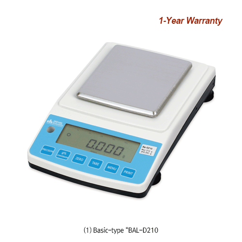 DAIHAN® [d] 1 & 10mg, max.210 & 2,100g High-Precision Lab Balance “BAL-D”, RS-232C for Printer With Counting Function, Various Weight Mode, DC Adaptor, Basic- & Shield-type, 정밀 랩 바란스, 계수계 겸용