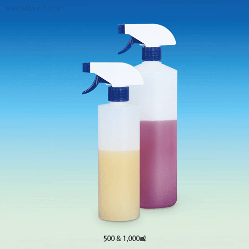HDPE Spray Bottle, Gun- & Mini Gun-type, Translucent, 50~1,000㎖ Suitable for Liquids Spray, -50℃+105/120℃, HDPE 분무기