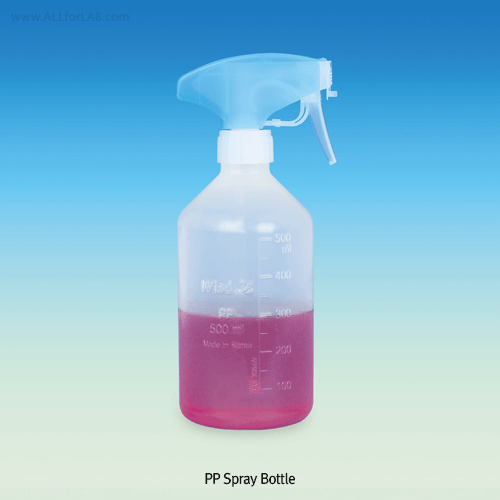 500㎖ PP Spray Bottle, Autoclavable, Transparent, Fine Graduated Adjustable from a Fine Mist to a Narrow Jet Reaching 3~4 meter, PP 분무기