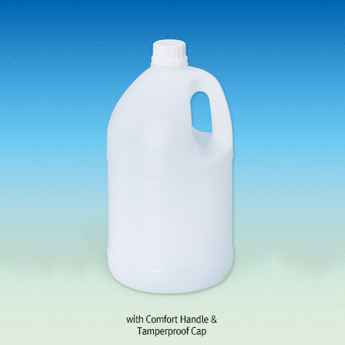 4 & 5 Lit HDPE Clean-grade and General Purpose Bottle, Temper Evident, 10,000-Clean Grade, with ASTM 38-400 Screwcap Good Chemical Resistance, Can be used with Bottle Top Dispensers, -50℃+105/120℃ Stable, 크린바틀 & 안전바틀