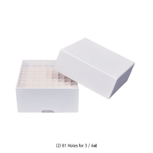 DAIHAN® WisdTM Heavy-duty Cardboard Freezer Box, for 0.5~50㎖ Cryovials/Tubes, with 2 Cooling Vapor Exchange Hole (27×5mm) With White Waterproof Coating, with Cardboard Divider, -196℃+121℃, 판지 냉동 보관 박스