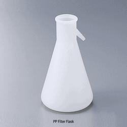 PP Filter Flask, with Side-arm, for id Φ7~9mm Flexible Hose, 500~1500㎖ Autoclavable, Prevent Tipping with 45°angle, -10℃+125/140℃, PP 여과 플라스크, 일체형