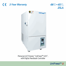 “UniFreez TM ” 25 & 80 Lit Personal Smart-Lab TM ULT Freezer, Class-Ⅱ Medical Device(NIDS), -86℃~-65℃Non-Freon Refrigerants, Upright Type, 개인용 초저온 냉동고, 단일 냉각 시스템 , 터치 스크린 LCD 컨트롤러, 친환경 냉매 채용