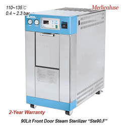 DAIHAN® 90Lit Steam Sterilizer “Ste90.F”, Floor-type Front Door, 110~135℃, Medicaluse With Built-in Steam Generator, Water Ejector Vacuum Pump, Thermal Printer, 2 Perforated SS Tray, HEPA Filter SQUARE Chamber Autoclave, Pre- & Post-Vacuum Drying, Au