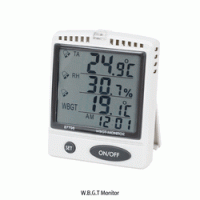 DAIHAN® Heat Stroke Prevention WBGT Monitor “THE3”, Temp·RH%·WBGT·Alarm 65dB Desktop/Wallmount, Programmable Danger Zone, 0℃~50℃, 20~90% RH, WBGT 0℃~60℃, WBGT 모니터