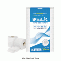 DAIHAN® WisdTM Toilet Scroll Tissue, 3-Layer, Strong & Absorbent, 30Roll, 95mm×L30m Embossing Texture, Soft, Non-Fluorescence/-Toxic, 100% Natural Pulp, 두루마리 화장지, 비데겸용, 3겹