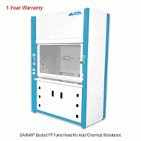 DAIHAN® Ducted PP Fume Hood for Acid/Chemical Resistance, 1,200·1,500·1,800·2,100·2,400 mm(A) Bypass or (B) Air Curtain-Type, with Air · Gas · Water-Cock, Cup Sink, Drain, and Explosion Proof Lamp내산 · 내약품용 닥트형 PP 흄후드, PP 재질의 외부/내부/작업대, 일반 배기형 or 에어커튼